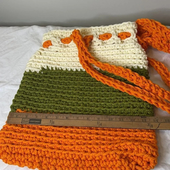 BOHO 70’s Vibe Hand Made Crochet Crossbody Carryall Bag Purse - Picture 6 of 7